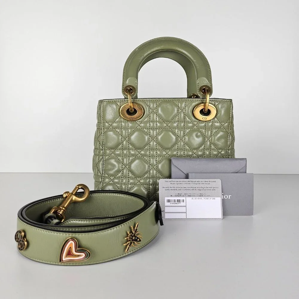SOLD Christian Dior Lambskin Cannage Small My ABCDior Lady Dior Green - Picture 2 of 7